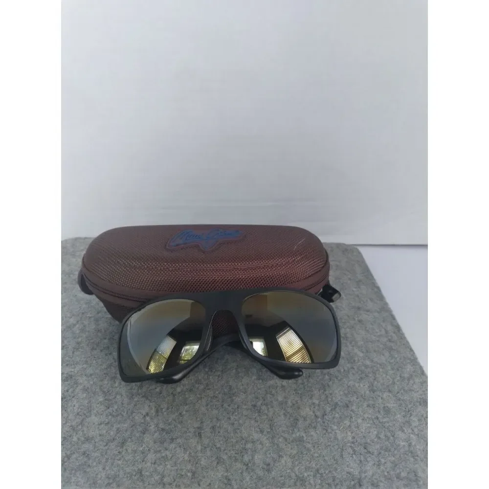 Maui Jim Sport Sunglasses with Protective Case - Matte Black Frame Mirror Lenses